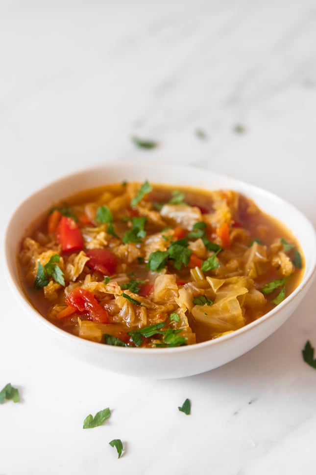 Photo of a bowl of cabbage soup