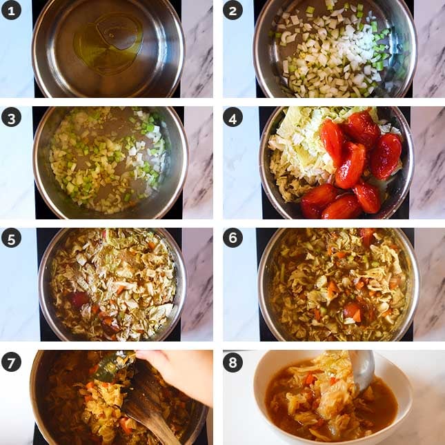 Step-by-step photos of how to make cabbage soup