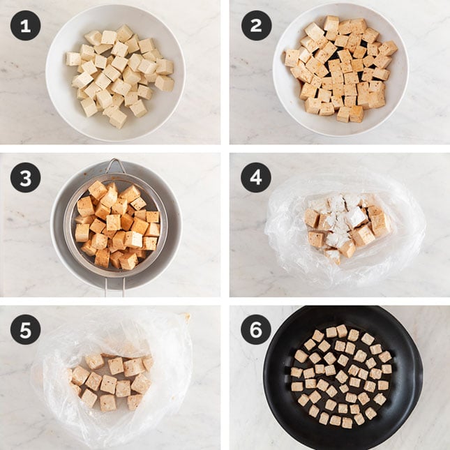 Step by step pictures of how to make general Tso's tofu