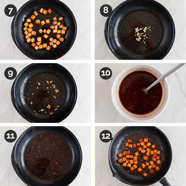 Step by step photos of how to make general Tso's tofu from scratch