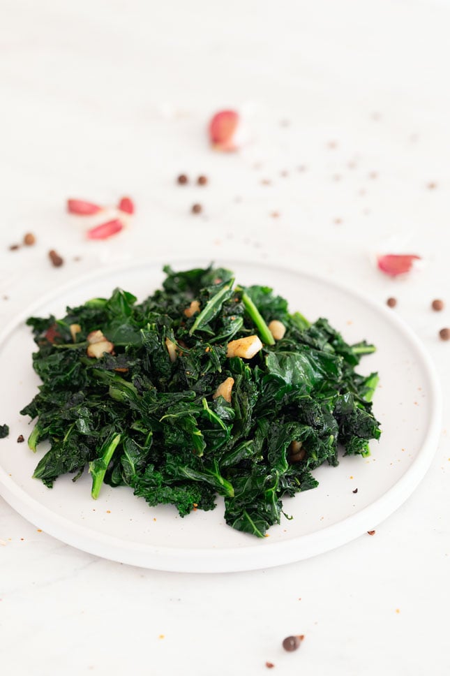 Photo of a plate of sauteed kale