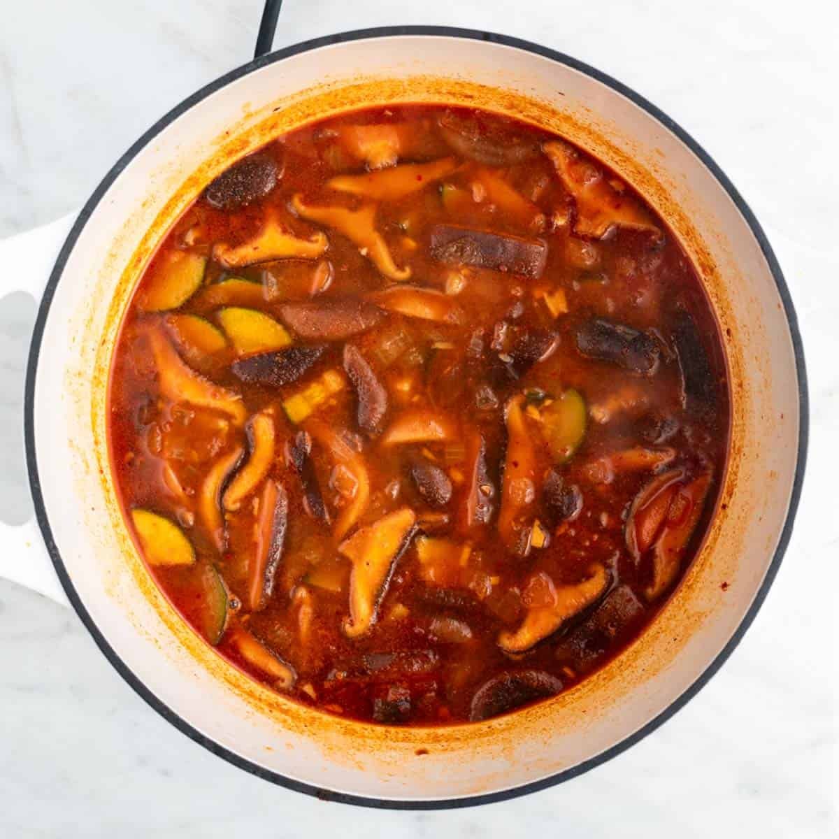Cooked soup before adding the tofu.