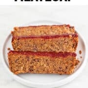 Plate with vegan meatloaf slices.