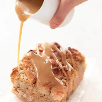 Photo of bread pudding with sugar glaze
