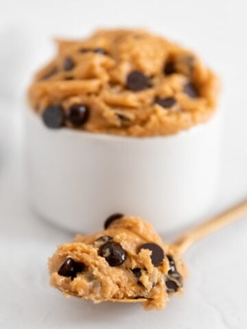 Photo of a spoonful of vegan cookie dough